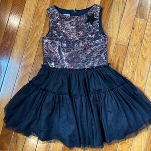 Pippa & Julie Black Dress with Sequin Leopard Print